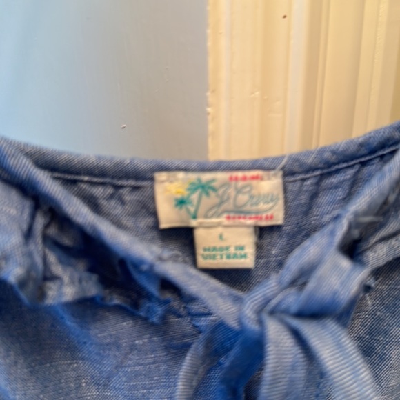 J Crew chambray blue tiered linen dress size L. - Picture 5 of 6